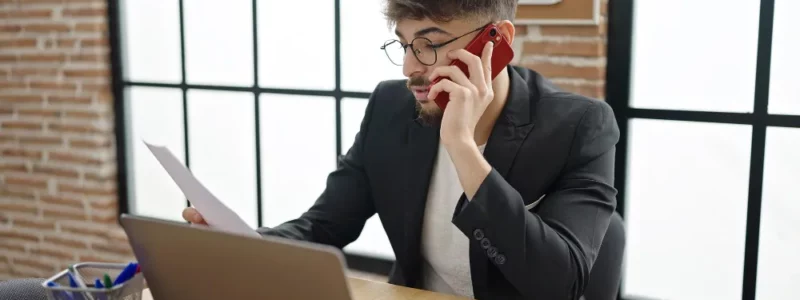 Entrepreneur au téléphone pour un appel de relance client